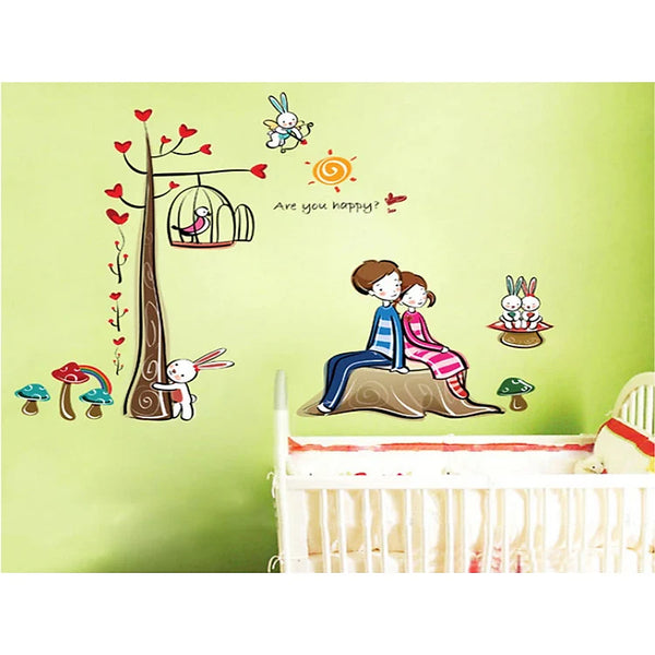 Wall decal two lovers leaning back ay924