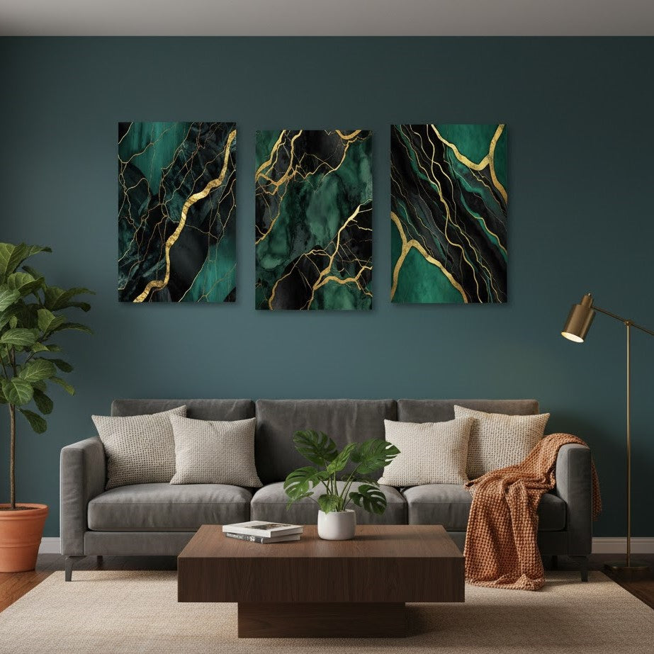 3 Pc Marble Design Phototiles Wall Art Set | Elegant Self?Adhesive | Premium Smooth Finish | Size 8x11