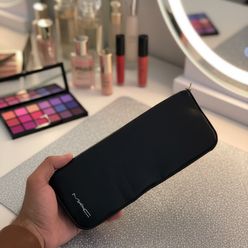 Mac Makeup Brush Set In A Black Travel Case Perfect Choice For Daily Makeup And Travel Needs