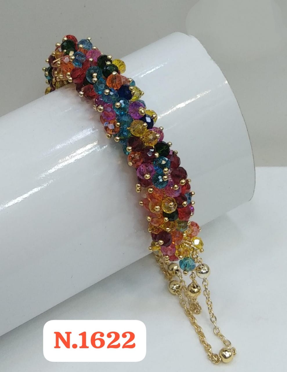 Adjustable New Design Gold Plated Stainless Steel Handcrafted Crystal Beaded StrandBracelet Women's Gifts
