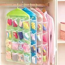 Sweet Candy Color Wardrobe Wall Mounted 16 Grid Storage Bag For Clothing