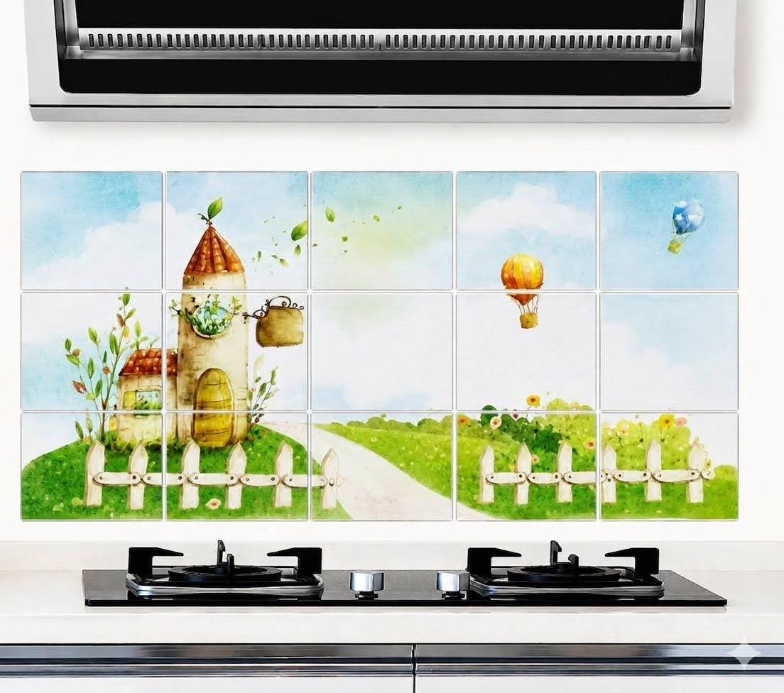 Kitchen Oil Proof Wall Sticker Heat Resistant Waterproof Self Adhesive Backsplash Cover for Kitchen Wall Protection