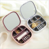 Portable Mini Jewelry Storage Box with Built-In Mirror – Compact Travel Organizer for Rings, Earrings, and Necklaces (Model LD-988)