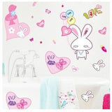Third Generation Seamless Waterproof Wall Sticker✿ Shangjun - Pink Rabbit Wall Sticker AM837 Laptop Sticker Glass Refrigerator Desk Creative size 20x45 am837