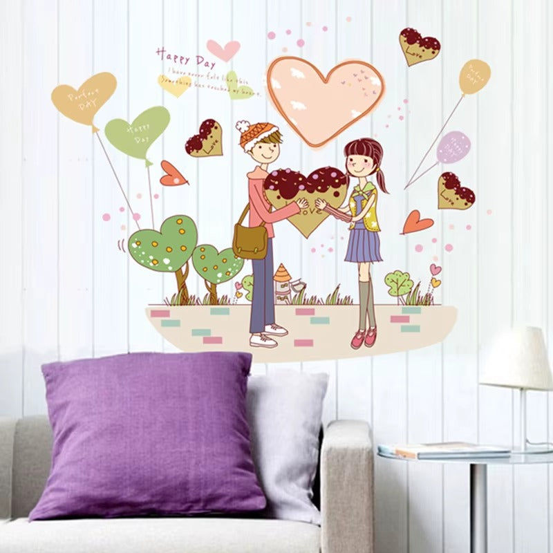 They started dating couples marriage room wall stickers love stickers love flowers wedding blessing