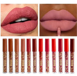 Pack of 12 WaterProof Matte Nude Redish Shades Lipgloss