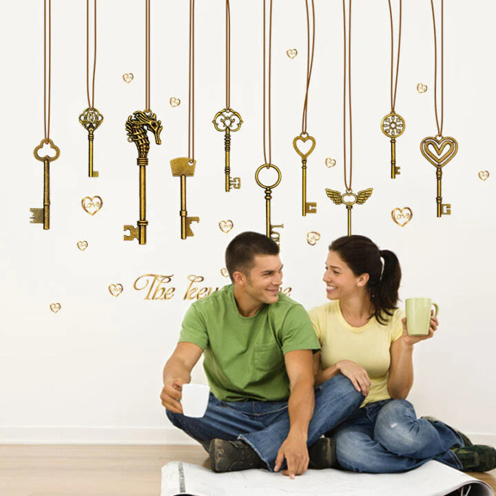 The Keys Of Love Wall Sticker SK-9115 Hanging Wall Paper PVC Removeable Wall Decor Wall Stickers size 60x90 sk9115