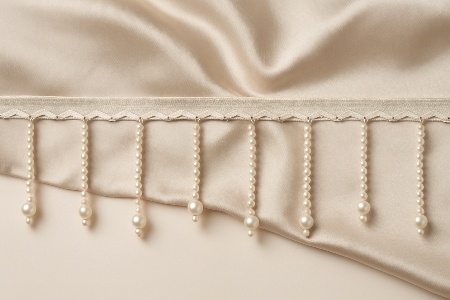 Pearl Latkan Hanging Lace Border for Dupatta & Dress Decoration – 1 Gaz (Approx. 1 Yard)