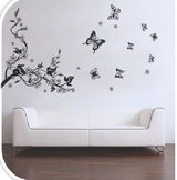 jm8062 Black Flying Butterfly Wall Stickers for Living room Bedroom Tv Sofa Background Window Glasses Home Decals Art Murals Home Decor