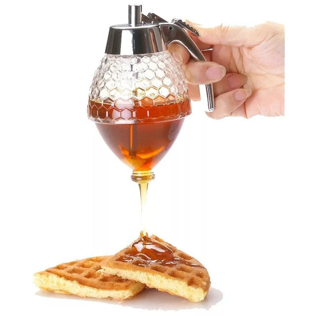 Honey Juice Syrup Dispenser Pot Jar For Kitchen Bee Drip Storage