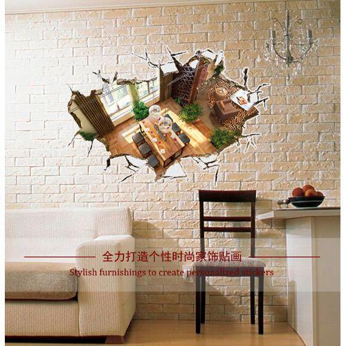 3D stereo decoration wall breaking home personalized wall sticker AY9255 remove wall stickers