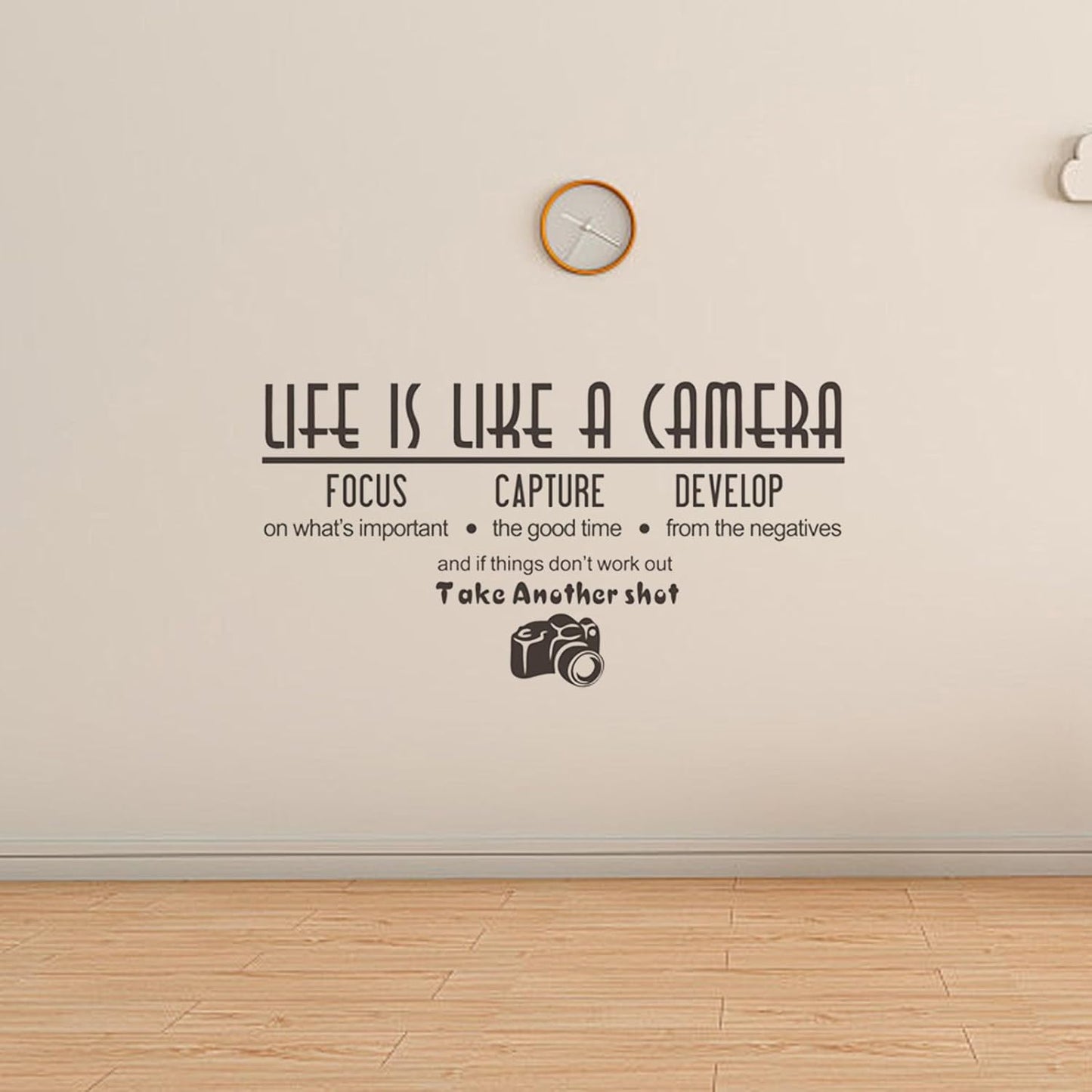 Wall Sticker, Art Life is Like a Camera Wall Stickers Decals, Vinyl Decal Photography Quote Motivational Removable Wall Decor for Bedroom Living Room, size  30x50 dzr20002