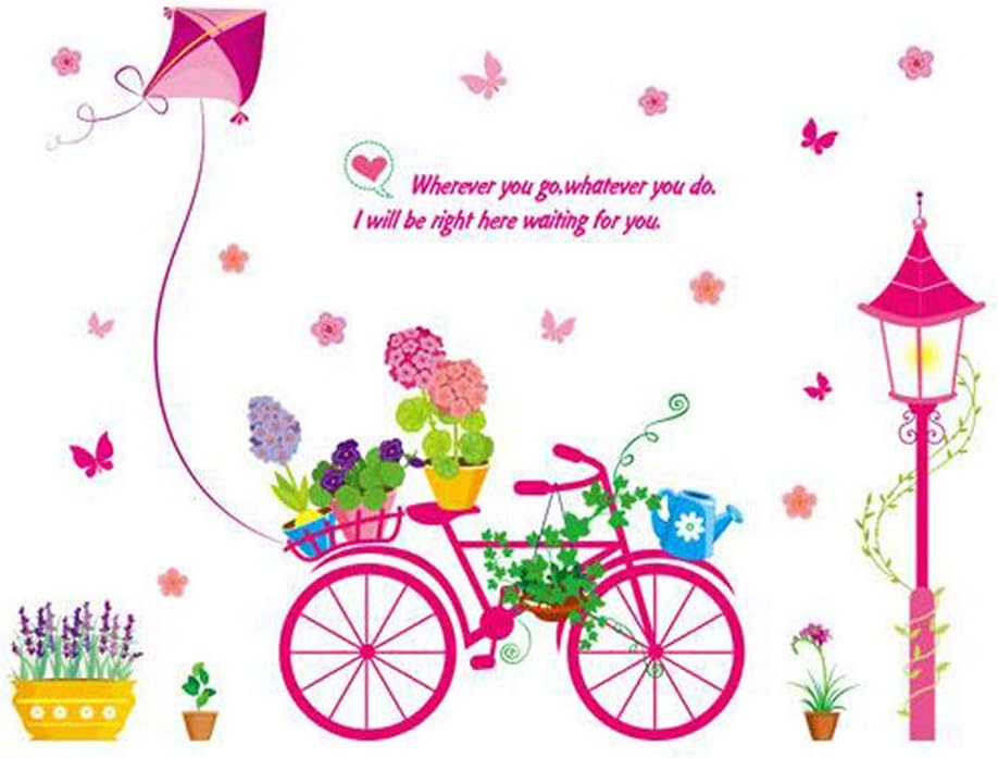 fashionbeautybuy Bike Flower Kite Wall Sticker Decal Home Decor PVC Murals Wallpaper House Art Picture Living Room Adult Senior Teen Kids Baby Bedroom Decoration size 50x70 xls7199