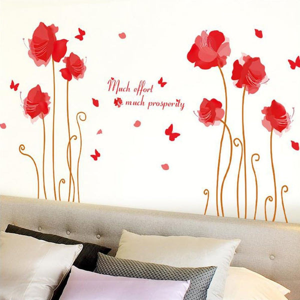 Beautiful Flowers Butterflies Trees Wall Stickers XL8159