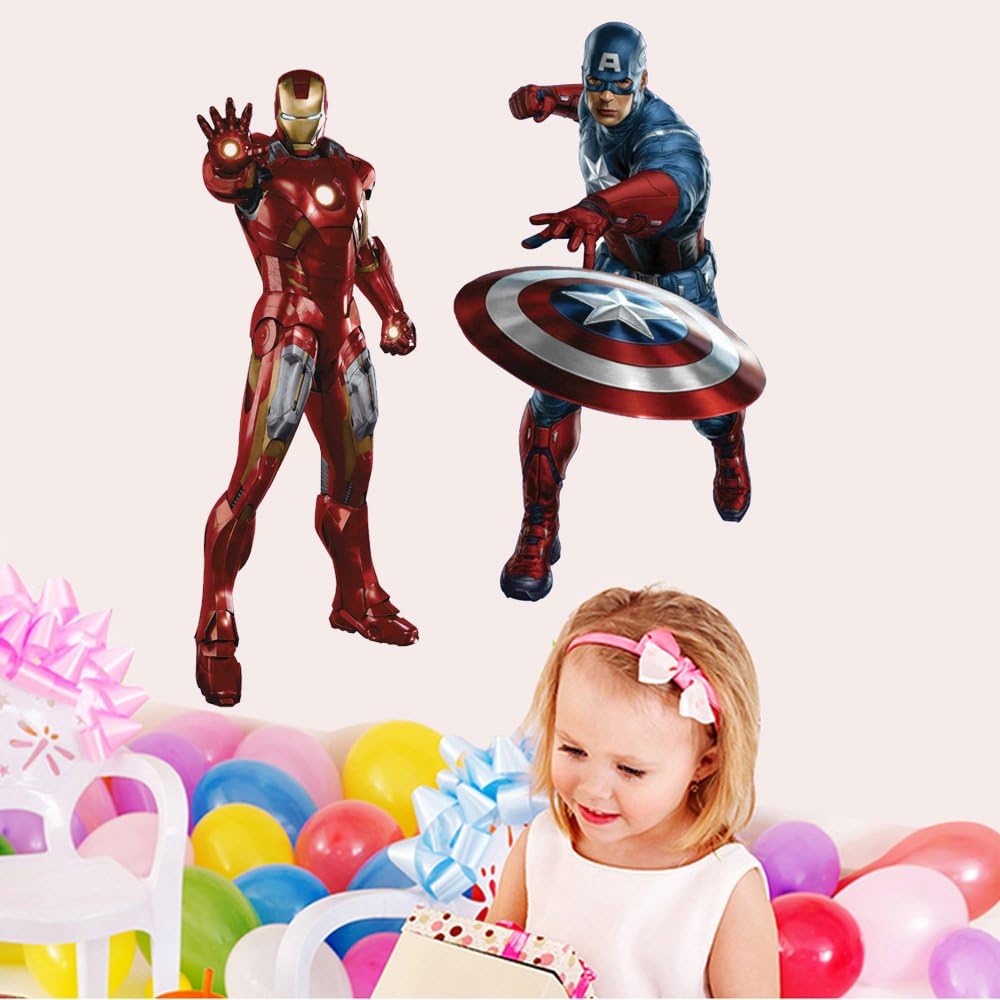 Superhero Wall Decals, 2 Pcs Large Waterproof Superhero Wall Kitchen Sticker Removable Decor Mural for Wall Bathroom Bedroom Living Room Kitchen size 50x70 ncs1440