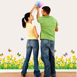 BEST OF BEST Little Yellow Flower Butterflies Baseboard Skirting Line Vinyl Wall Sticker Ay7025