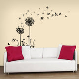 Dandelion Wall Stickers Flower Butterflies Flying Mural Art Decal Self-Adhesive Home Decoration DIY Living Bedroom Office Decor Kids Room Wallpaper  size 50x70  lm7030