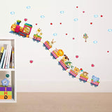 YUANCHENG Cartoon animal train wall stickers for kids rooms decoration art decals size 50x70 sk7064