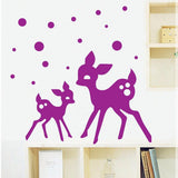 BIBITIME Mom Baby Purple Sika Deer Wall Sticker Polk Dot Decals for Nursery Children Kids Room Decor Study Bedroom Vinyl Art Mural Stickers size 50x70 xh6030