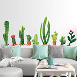 Xh9312 Green Cactus Potted Plant Wall Decal, Nature Tropical Leaf Wall Sticker for Kids, DILIBRA Removable DIY Art Murals Wall Decor for Bedroom Living Room Nursery Bathroom Home Decoration