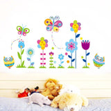 Cartoon Owls Butterflies and Flowers Wall Decals, Children's Room Nursery Removable Wall Stickers Murals size 60x90 jm5116