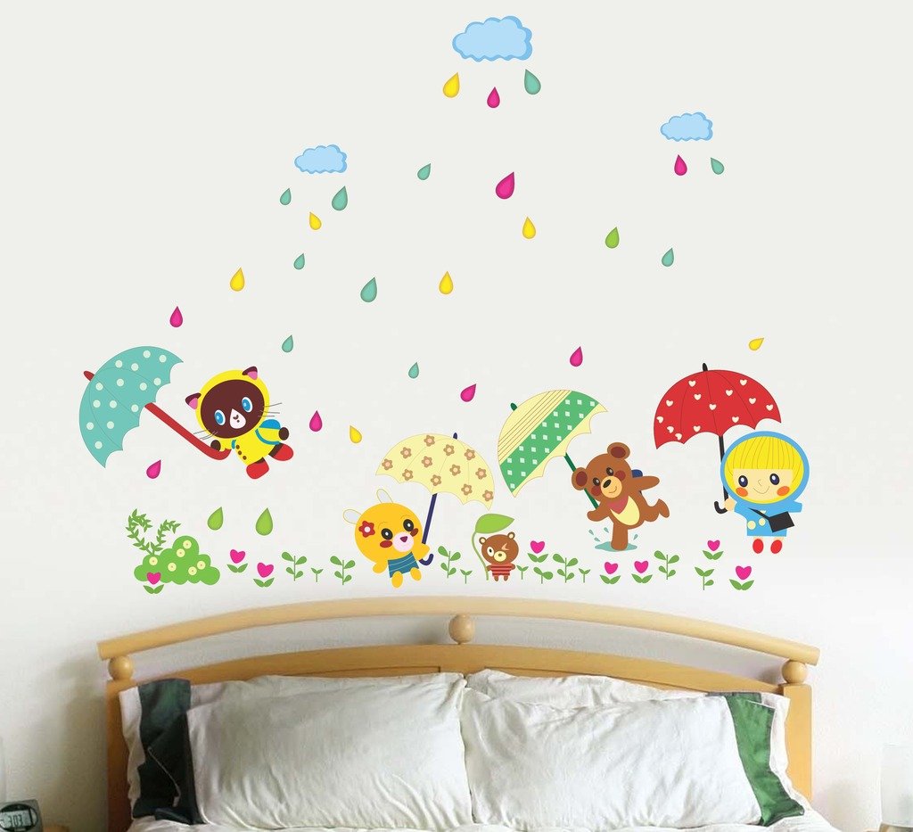 'Cartoon Monsoon in a Kindergarten' Wall StickerAy649