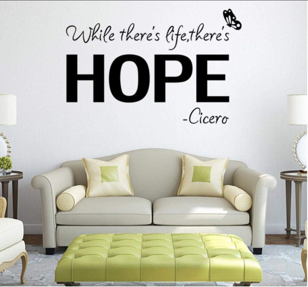 Hope Motivation Wall Sticker While There is Life There is Hope Wall Decal Living Room Bedroom Office Wallpaper Decor Mural size 50x70 dzr2021