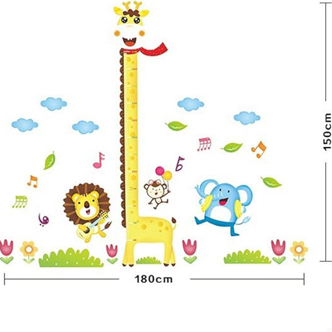Cartoon Animals Growth Chart Wall Stickers Height Measurement Removable Wall Decals Home Decor Art Mural Baby Boys Girls Kids Bedroom Kitchen Room Decoration  size 60x90 xy1105