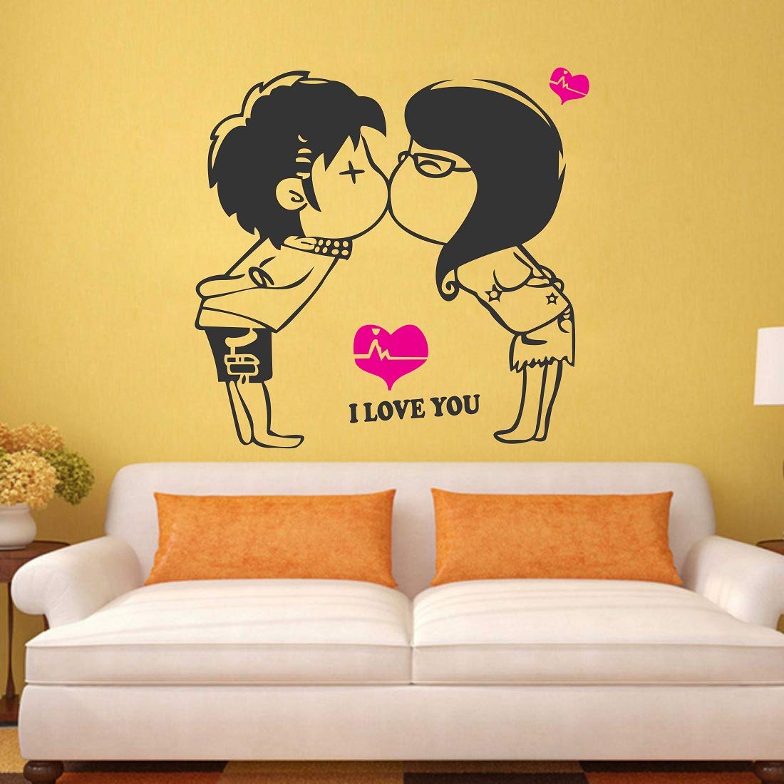 Littéraire Stickers Muraux Romantique Chambre Baiser Fond Stickers Muraux Salon Stickers Muraux size 45x60 ay899