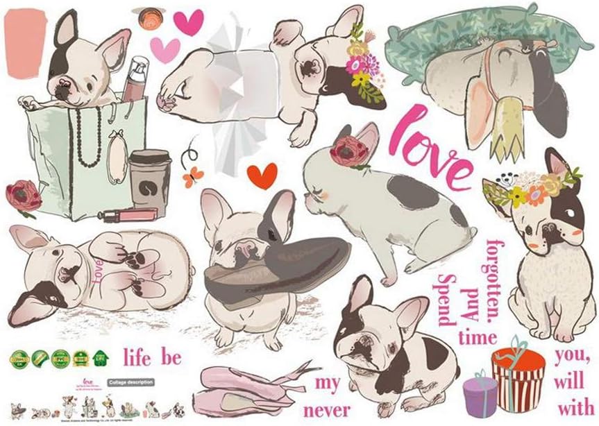 VOSAREA French Bulldog Dog Wall Sticker for Living Room Nursery TV Background size 50x70 sk7091