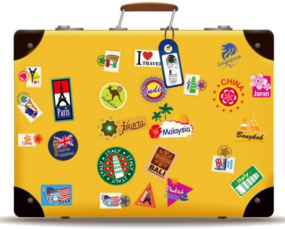Backpack Suitcase World Travel Country City Decoration Wall Stickers size 50x70 mj7004