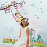 Swing Girl Baseboard Flowers Tree Birds Butterflies Wall Decal Home Sticker PVC Murals Paper House Decoration Wallpaper Living Room Bedroom Art Picture for Kids Teen Senior Adult Baby size 50x70 sk7051