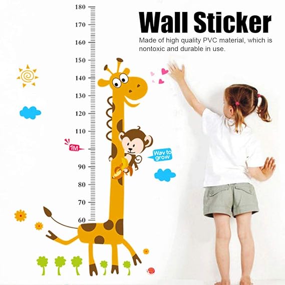 PVC Children Height Growth Chart Measure Wall Sticker Kids Room Decor Animal Decal Xh778