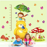 Cartoon Bear Kids Height Wall Stickers for Children Room Lovely Animal Home Decor Beautiful Girl Wall Decoration size 60x90  xy1115