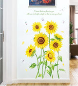 Sunflower Wall Stickers Butterfly Decals Removable Yellow Flower Butterflies Wallpaper Decor DIY Art Mural for Kids Room Bedroom Nursery Home Decoration size 50x70 ht94002