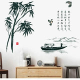 Wall Sticker Stylish Japanese Style Japanese Pattern Bamboo Flower Plant Sticker Bird Sticker Bamboo Forest Bath Wallpaper  size 60x90 sk9015