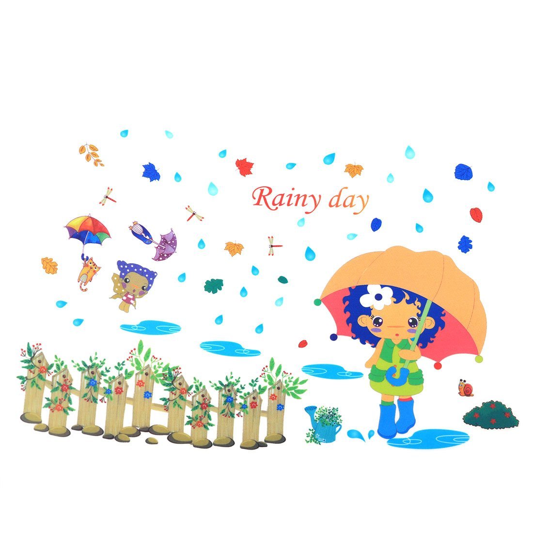 Rain Print Living Room Removable Ornament Wall Sticker size 50x70 xls7095