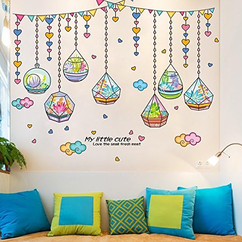 Home Find Succulent Plants Wall Decors Geometric Figure Polyhedron Creative Crystal Bottles Pendants Stickers Pot Flowers Decal Living Room Bedroom Nursery Murals Decoration size 50x70 xls7132