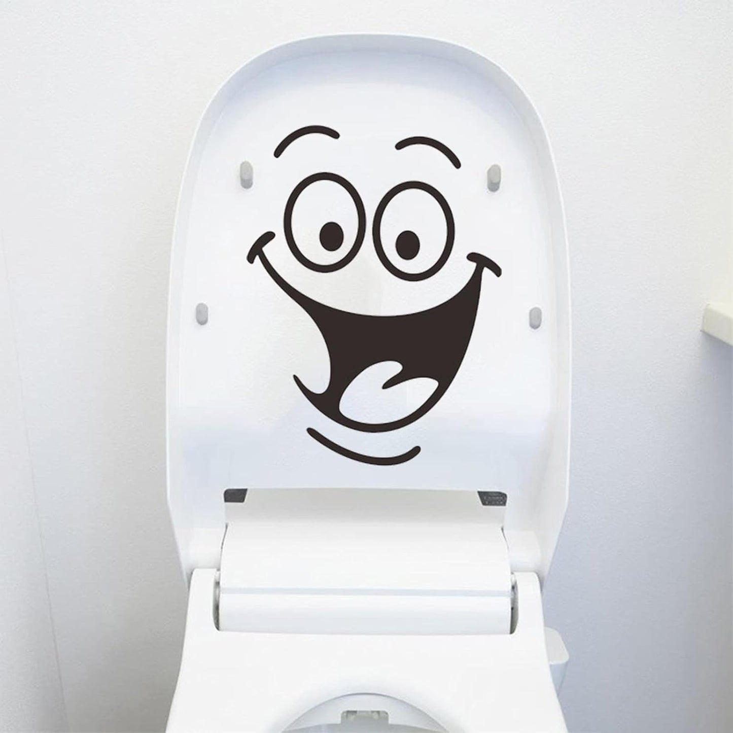 Toilet Sticker, Toilet Lid Sticker with Smiley Face PVC Waterproof Sticker Toilet Funny Cartoon Toilet Removable DIY Sticker for Bathroom, Kitchen, Wall Sticker 15x20cm nc105