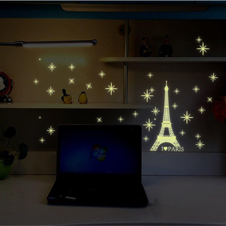 Yigo Fluorescent Luminous Wall Stickers Glow in The Dark Stars Home Decoration Eco-Friendly PVC Cartoon Wall Decal for Kids Rooms-Alphabet