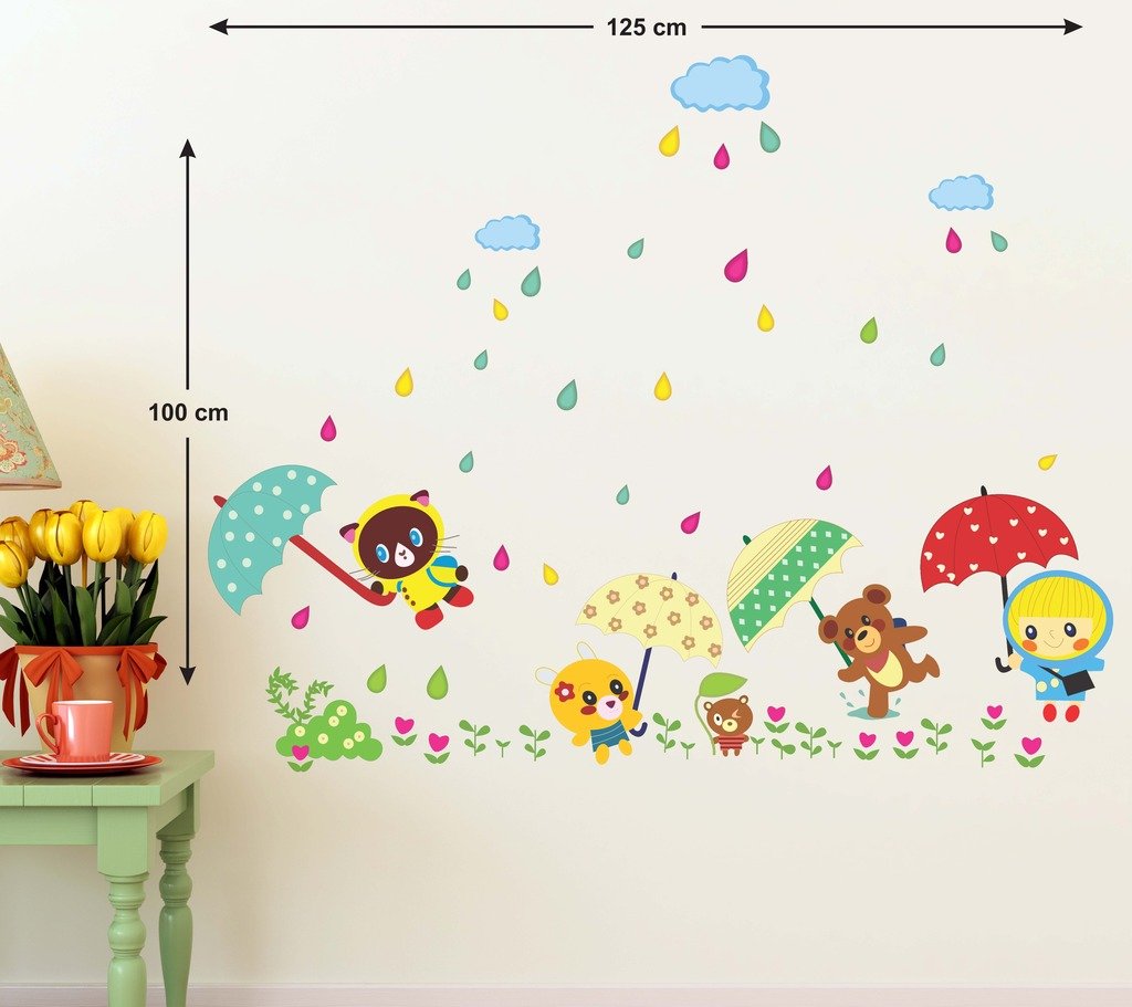 'Cartoon Monsoon in a Kindergarten' Wall StickerAy649