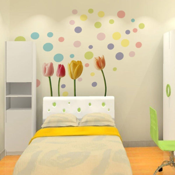 Colorful Flowers Butterflies Trees Wall Stickers Ays6007