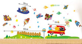 BIBITIME Bus Sheep Cat Animal Space Travel Wall Decal Rainbow Monkey Bear Airplane Rocket UFO Vinyl Sticker for Nursery Bedroom Kids Room Decor Art Mural DIY PVC Decorations size 60x90 ay873