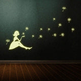Glow in The Dark Dandelion Girl Flowers Wall Stickers Wallpaper Decor Art