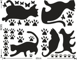 5 Pcs Black Cat Stickers Paw Patrol Party Wall Decal Butterfly Wall Decor, Removable Art Vinyl Door Decal Wallpaper for Family Bedroom Living Room Home Decorations size  30x60cm Nc1041