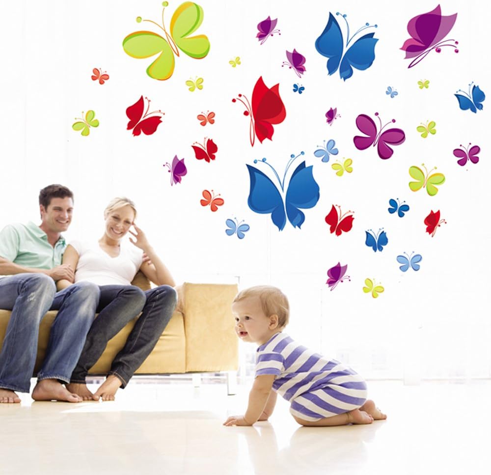 Cute Cartoon Animals Flowers Butterflies Trees Wall Stickers NC028