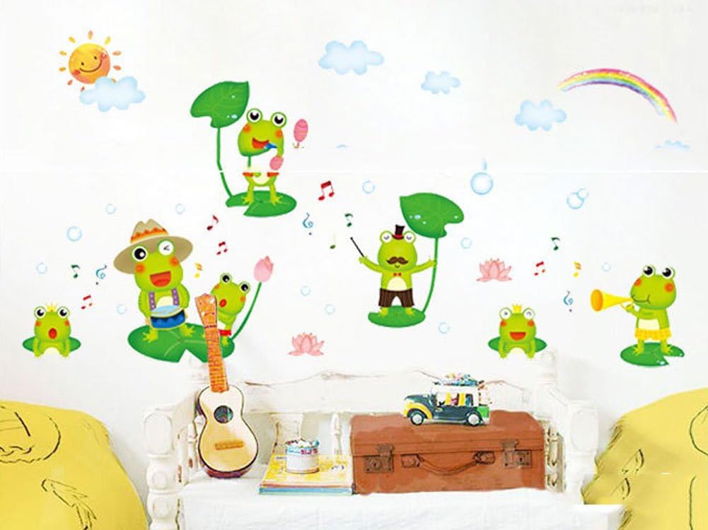 Fange DIY Removable Happy Frog Cartoon Art Mural Vinyl Waterproof Wall Stickers Kids Room Decor Nursery Decal Sticker Wallpaper  size 20x40cm  xy3016