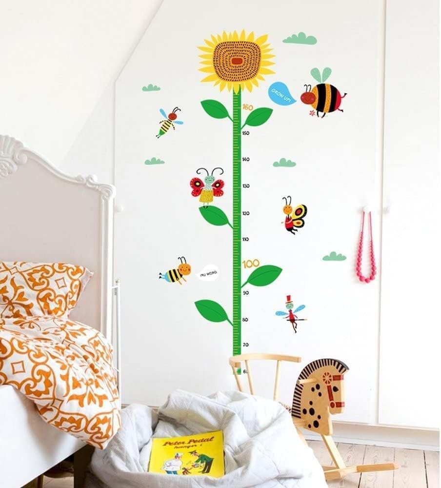 Measuring Ruler for Hanging on the Wall, Height Chart for Children, Sunflower, Measuring Chart for Children's Size Growth, Wall Art Stickers for Children's Room, Nursery Background, Removable size 50x70 sk7059