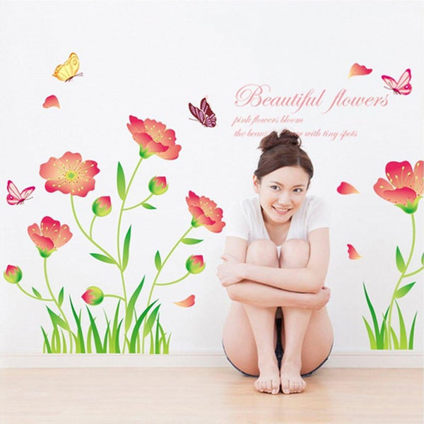 BEST OF BEST Beautiful Flower Grass Butterfly Wall Sticker XL8163