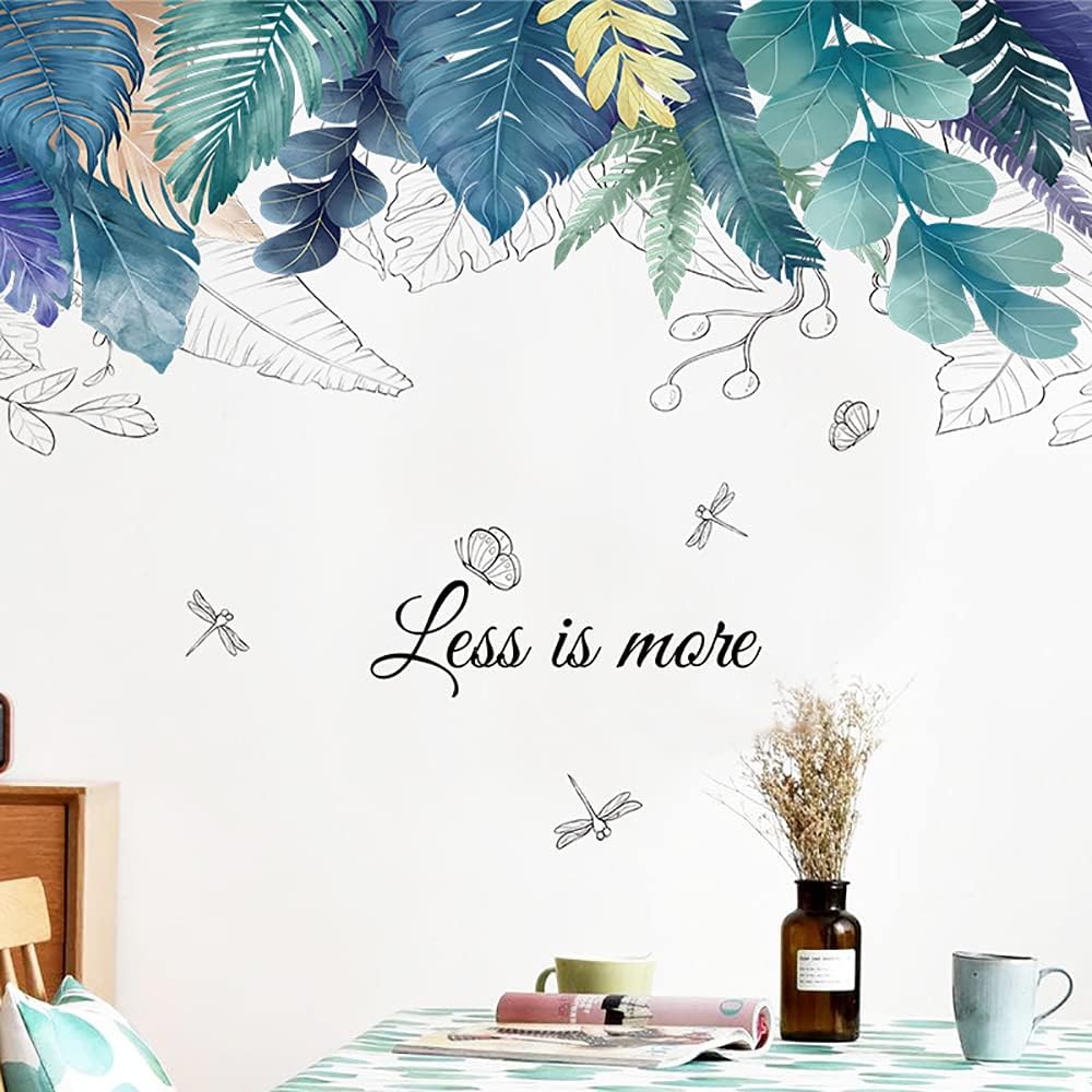 SENGTER Tropical Leaves Wall Decals Removable Jungle Green Palms Tree Plant Wall Stickers for Living Room Kids Room Bedroom Playroom Decor size 50x120 ht94012